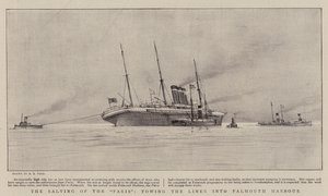 The Salving of the Paris, Towing the Liner into Falmouth Harbour by Henry Scott Tuke