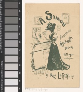 Business Card of Art Dealer A. Simon in Paris by Henry Somm