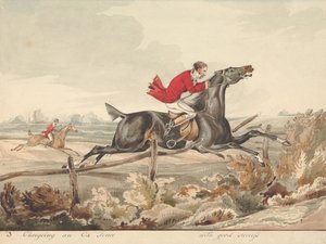 Qualified Horses and Unqualified Riders: Charging an Ox Fence with Good Success by Henry Thomas Alken