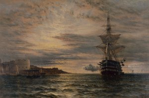 The Morning Salute from HMS St Vincent off Portsmouth by Henry Thomas Dawson