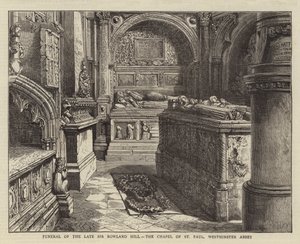 Funeral of the Late Sir Rowland Hill, the Chapel of St Paul, Westminster Abbey by Henry William Brewer
