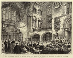 H.R.H. the Prince of Wales at the Re-opening of the North Transept of the Church of St Bartholomew the Great, West Smithfield, by the Archbishop of Canterbury by Henry William Brewer
