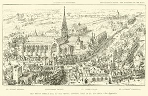 Old Broad Street and Austin Friars, London, time of St Ignatius (engraving) by Henry William Brewer