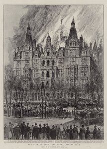 The Fire at Hyde Park Court, Albert Gate by Henry William Brewer