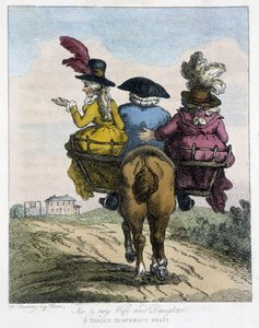 Me with My Wife and Daughter - in Caricatures Anglaise sur les Manners de Riding a Horse, Illustrated by H. W. Bunbury, Edited by John Stockdale by Henry William Bunbury