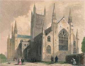Worcester Cathedral, North West View by Henry Winkles