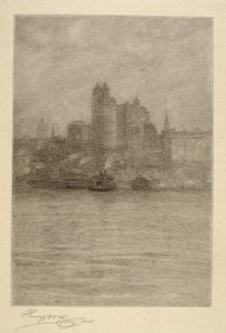 Lower New York in a Mist by Henry Wolf