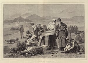 Smuggling at Gibraltar, Contrabandistas preparing to pass the Spanish Custom House after leaving Gibraltar