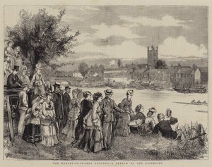 The Henley-on-Thames Regatta, a Sketch by the Riverside