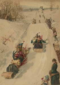 Tobogganing, by L. Prang and Co. by Henry after Sandham