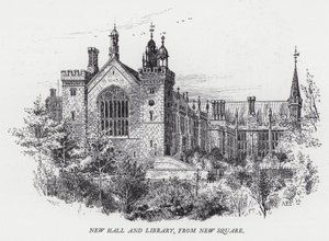 New Hall and Library, from New Square by Herbert (after) Railton