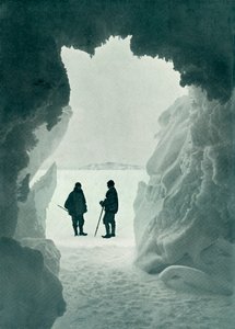 An Ice Grotto - Tent Island in Distance Captain Scott and Wright by Herbert Ponting