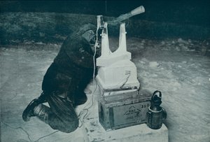 C. S. Wright Making Observation with the Transit, 8 August 1911 by Herbert Ponting