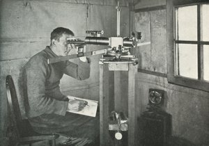 Dr. Simpson at the Unifilar Magnetometer, 1911 by Herbert Ponting