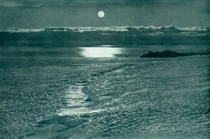 The Barne Glacier: A Crevasse With A Thin Snow Bridge by Herbert Ponting