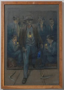 Miners Leaving a Shaft Cage by Herman Heijenbrock