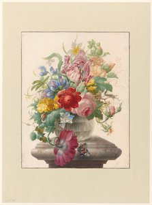 Flowers in a Glass Vase with a Butterfly by Herman Henstenburgh
