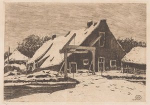 Farm with Drawbridge by Herman Heuff (signed by artist)