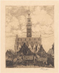 Town Hall in Veere by Herman Heuff (signed by artist)