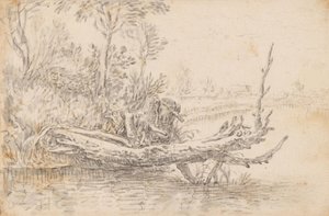 A Fallen Tree by a Waterside by Herman Saftleven