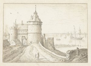 City Gate with Sea View by Herman Saftleven