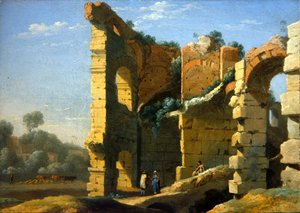An Italianate landscape with figures conversing
