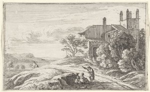 Building with a Square Tower (Title Page and Twelve Views of Rome) by Herman van Swanevelt
