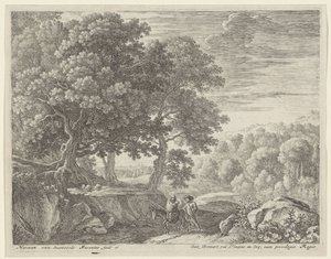 Holy Family with Donkey and Cherubs (Flight into Egypt) by Herman van Swanevelt