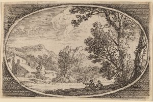 Two Men Seated Near the Waterside by Herman van Swanevelt