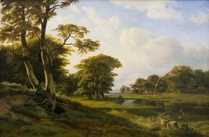Forest Landscape at Hellebæk. Autumn by Hermann Carmiencke