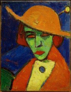 Green Woman with Yellow Hat II by Hermann Stenner