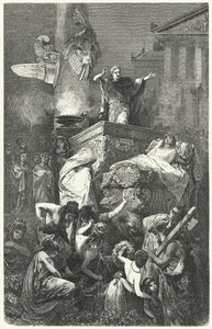 Augustus Giving the Oration at the Funeral of His Nephew Marcellus, 23 BC by Hermann Vogel