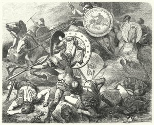 Epaminondas saving the life of Pelopidas at the Battle of Mantinea, 385 BC