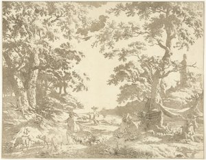 Arcadian Landscape with Janus Statue