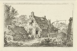 Farm with Standing Man and Seated Woman by Hermanus Fock