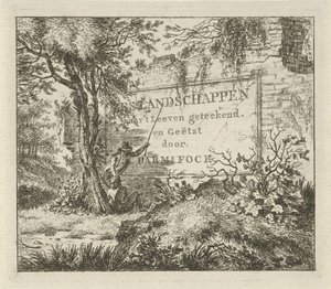 Two Men by a Wall (Six Landscapes) by Hermanus Fock