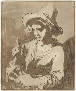 Woman with Fan by Hermanus Fock