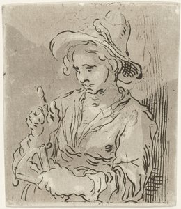 Woman with Fan by Hermanus Fock