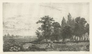 Man and Woman by a Stream at the Edge of the Forest by Hermanus Jan Hendrik van Rijkelijkhuysen