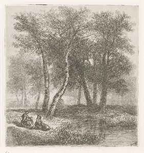 Mother and Child by the Waterside by Hermanus Jan Hendrik van Rijkelijkhuysen