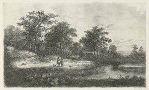 Two Hunters by a Fen by Hermanus Jan Hendrik van Rijkelijkhuysen