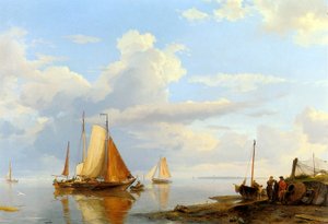 Figures Coming Ashore in a Calm / Shipping in a Calm