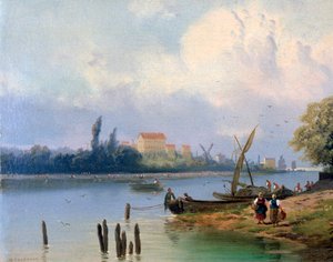 People by the Boats in Holland