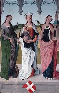 St. Catherine, the Virgin Mary and St. Barbara, from the High Altar of St. Nicholas Church (detail) by Hermen Rode