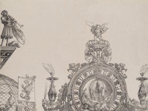 The Pinnacle of the Right Portal, and a Trumpeter and Standard from the Central Portal, 1515