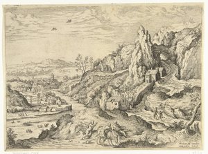 Abraham and Isaac on the Way to the Sacrifice (Landscapes with Biblical and Mythological Scenes series) by Hieronymus Cock