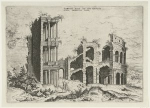 View of the Septizonium and the Colosseum in Rome by Hieronymus Cock
