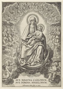Mary with the Christ Child on the Crescent Moon by Hieronymus Wierix