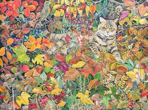 Tabby in Autumn by Hilary Jones
