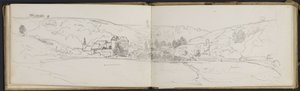 Village View with Color Annotations (pages from a sketchbook)
